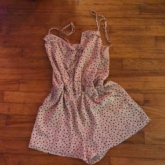 Divided Pants - H&M Romper Pink with Black Hearts